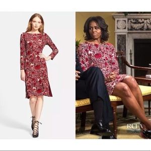 Tory Burch Ria Red Floral Print Shift Dress XS